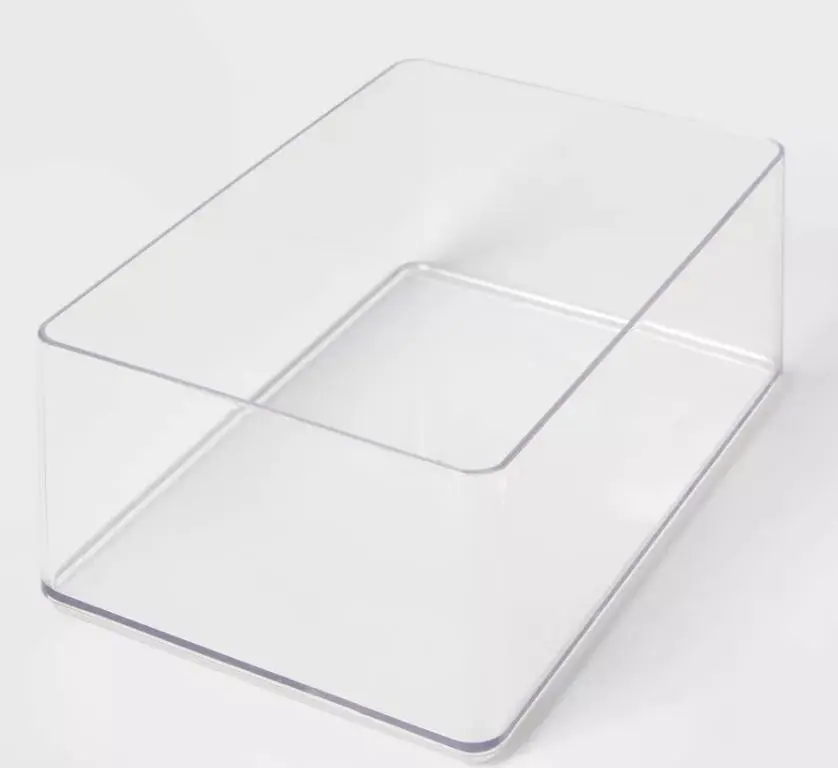 Clear Large Plastic Bathroom Vanity Tray, 9" x 6" x 3.25" Multi-Purpose Countertop Organizer Tray for Toiletries, Makeup