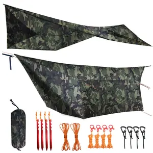 Onewind 12' Ultralight Hammock/Tent Tarp w/Doors - 4000mm Waterproof Silicone, 1.1oz 20D, 4 Stakes, 6 Guylines, Tensioners, 4-Season Versatile Design