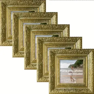 1/3/5 Golden and Black European Style Photo Frames, Detailed Frame, Sturdy frame design, 4x6/5x7/8x10/A4/A3 Inches, Suitable for Wedding Anniversary Parties, Christmas, Valentine's Day Gifts, Not Including Photos