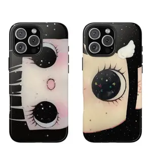 Dreamy INS Glittering Big Eyes Comic Girl Lovely Two-In-One Film Case - Durable, Shock-Absorbing, and Trendy Protection - for iPhone17 16, 15, 14, 13, 12 Plus, Pro, Max, and Samsung S25-22 Perfect Birthday Gift for Friends