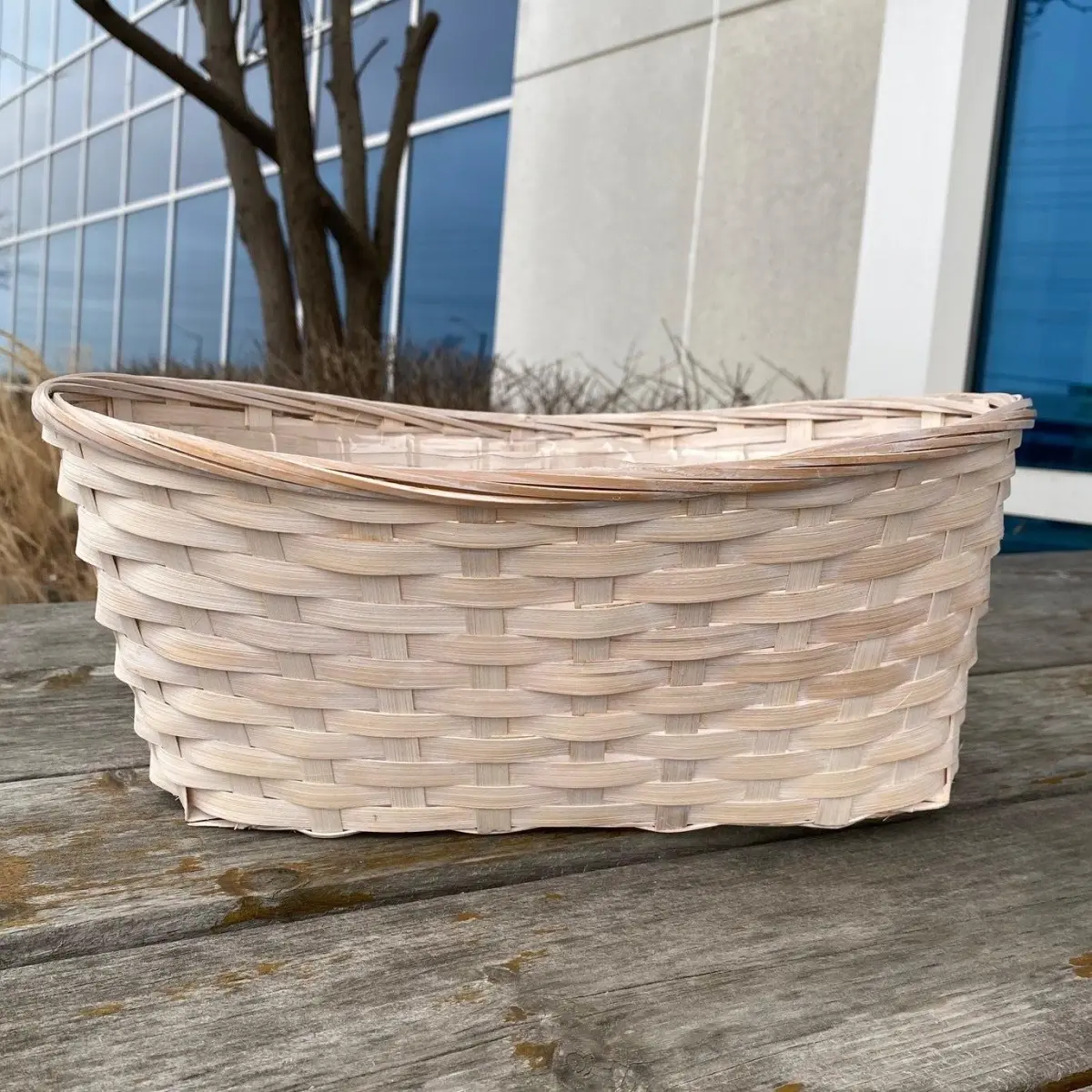AI-3465WW-Q01 Woven White Bamboo Basket Planter