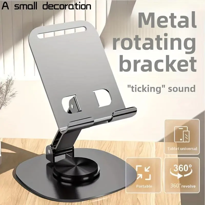Aluminum alloy mobile phone holder - waterproof 360 ° rotating desktop holder, 2-speed adjustable folding design, suitable for desk and bedside