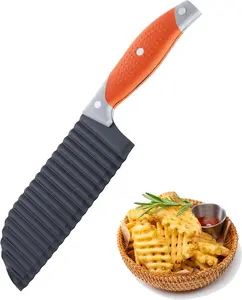 Crinkle  for Veggies, Crinkle Cut  for  Fry, Vegetable, , Cucumber, Carrot and Fruit, Stainless Steel Wave Fries  Slicer With  Handle, Dishwasher Safe