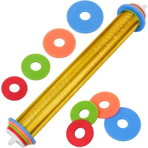Adjustable Rolling Pins for Baking, Stainless Steel Rolling Pin with Thickness Rings, Metal Dough Roller for Fondant Cookies Pastry Pizza Pasta, Measuring Rolling Pin Baking Tools for Cake Baker,