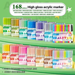 Guangna 14-Piece Hard Tip Large Capacity Liquid Water-Based Acrylic Highlighter Marker Set, Stable Ink, Bright Colors, Ideal for Journaling, Drawing, Marking, Art Pen