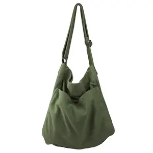 Canvas Hobo Crossbody Shoulder Tote Bag for Women and Men W/Multi-pocket Casual Purse Messenger Bags Travel Work Black