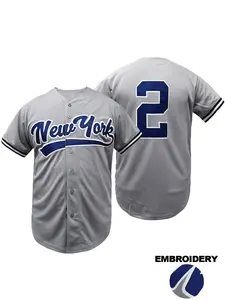 Men's #2 #99 Grey Baseball Jersey, Name and Number Stitched Baseball Shirt, V-Neck Short Sleeve Button-Up Casual Tee,Breathable & Comfortable Unisex Top, Sports Tops Ideal for Outdoor Sports & Games All-Season Wear