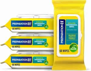 Preparation H Medicated Wipes Refill with Aloe 60 Wipes - 3 Pack