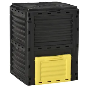 YYDS Outsunny Garden Compost Bin 80 Gallon Outdoor Large Capacity Composter Fast Create Fertile Soil Aerating Box, Easy Assembly, Yellow