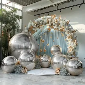 PVC Gazing Ball Mirror Ball for Yard Garden Shiny Ball Wedding Decorations Christmas Decorations Ornament Set Silver Dreamy Atmosphere for Parties Birthday Carnivals Commercial Displays