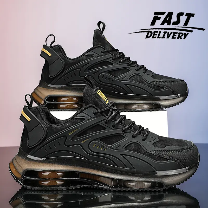 Men's Casual Running Shoes - Solid Color Low-cut Chunky Sneakers, Lace-Up, PU Upper, Fabric Inner, Breathable, Rubber Sole, Shock-Absorbing, for All-Day Wear, All-Season Outdoor Sport Use