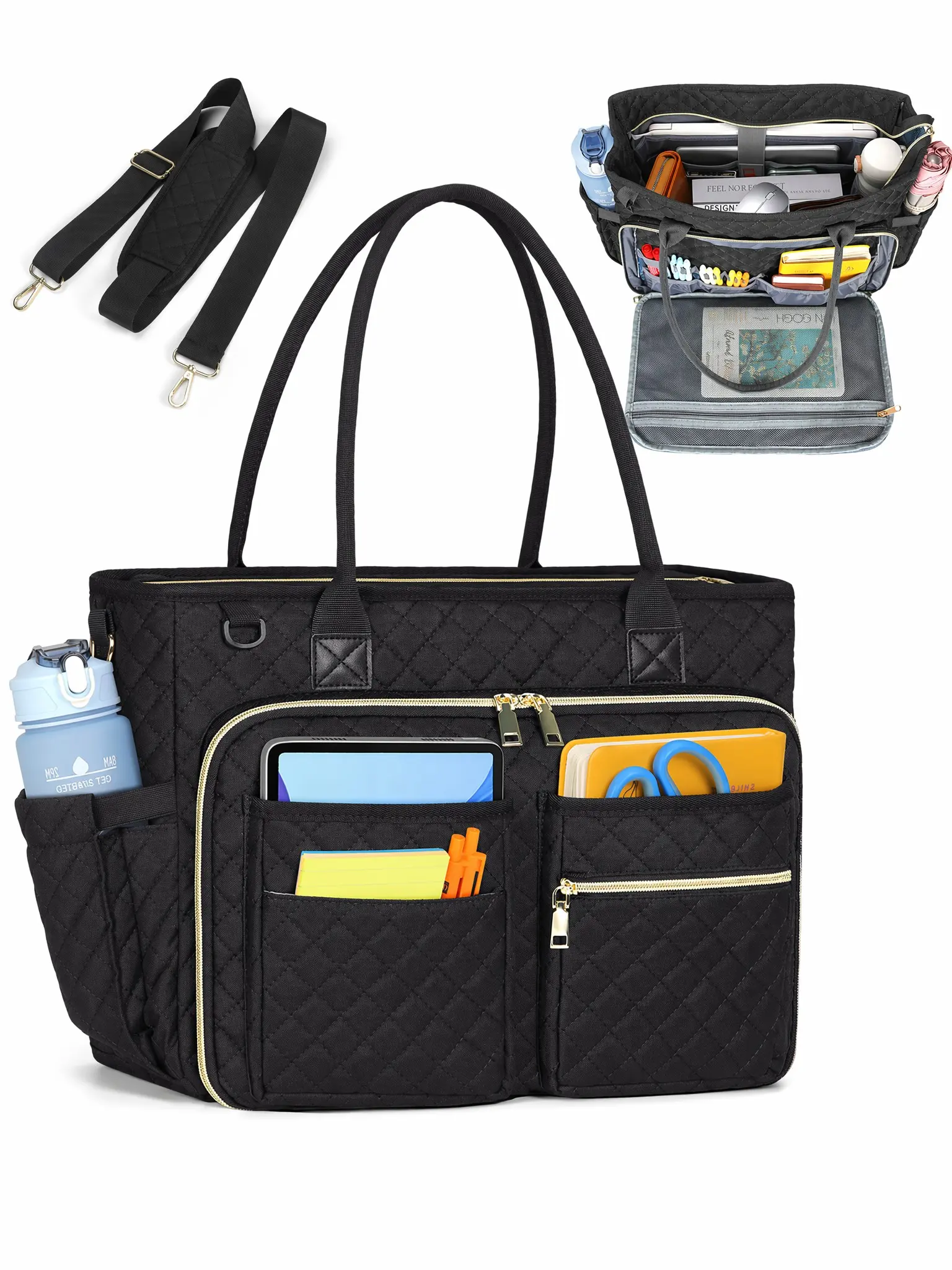 Laptop Tote Bags for Women, 15.6 Inch Large Nurse Bag, Computer Messenger Briefcase with Insulated Pocket, Office College School University, Daily Commuter Bag