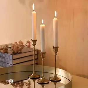 3 Golden Metal Candle Holders for Home Decor, Elegant Candlestick Holder for Party Christmas Halloween Dinner Wedding, Decorative Centerpiece (candle Not Included)