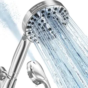 10 Functions High Pressure Handheld Shower Head with Built-in Pause Mode & Power Wash, Non-Clogging High Flow Nozzles, Leakproof 6ft Hose & Adjustable Bracket