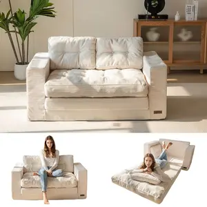 MAXYOYO Convertible Sofa Bed, Pull Out Loveseat Sleeper Sofa, 2 in 1 Folding Couch Bed, Fold Out Floor Couch with Pillows for Living Room Bedroom Lounge