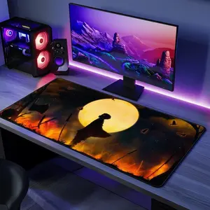 Tanjiro Kamado Moon Desk Mat, Demon Slayer Anime Gaming Pad, Aesthetic Japanese Manga Decor, Large Creative Workspace Desk Accessory, Otaku Gift