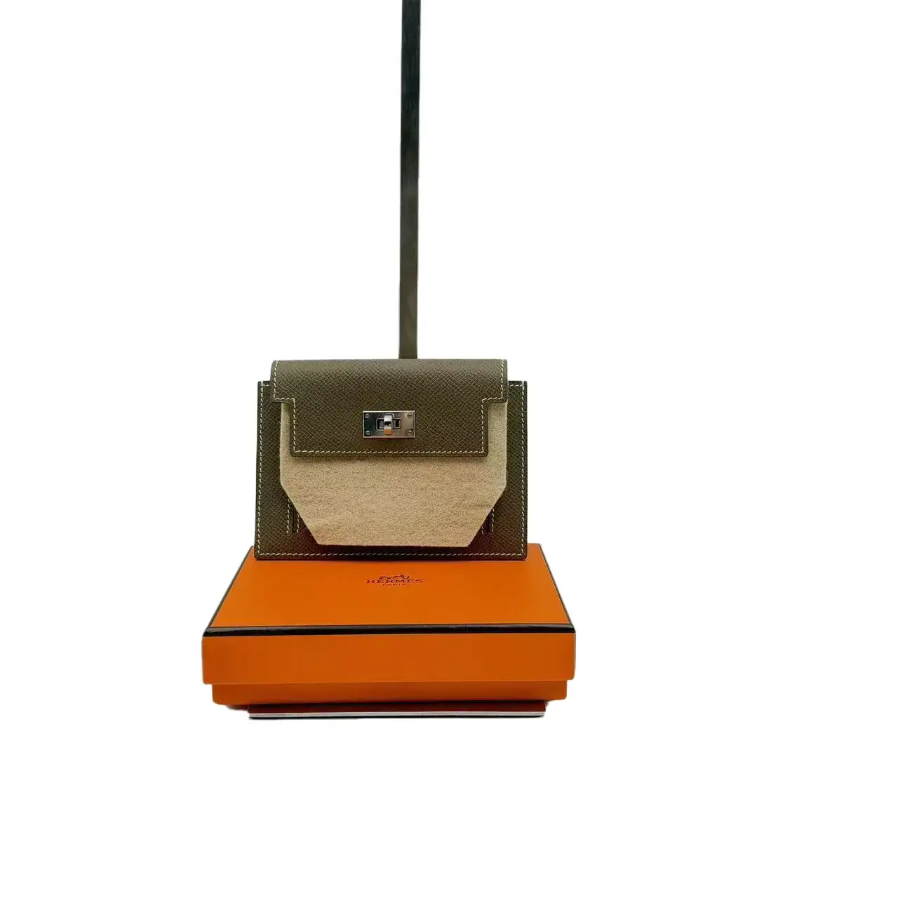 Pre-owned HERMÈS FRANCE Mini Bags H1 Hermes Kelly Pocket Compact Elephant Gray Short Coin Purse H17659