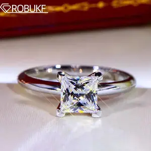 1-4Carat Princess Cut Moissanite Rings For Women Solitaire Diamond 925 Sterling Silver Engagement Wedding Band Jewelry with GRA