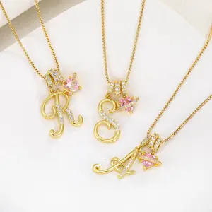 Art-designed personalized name letter necklace, free of allergenic ingredients, with adjustable size. It is an excellent Valentine's Day gift for women and girls.