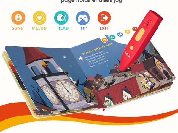 KOKODI Talking Pen Book Sets for Kids, Interactive Audio Sound Books with English Words & Mother Goose Nursery Rhymes, 700+ Touch Points Sensory Learning Toy, Educational Gift for Kids