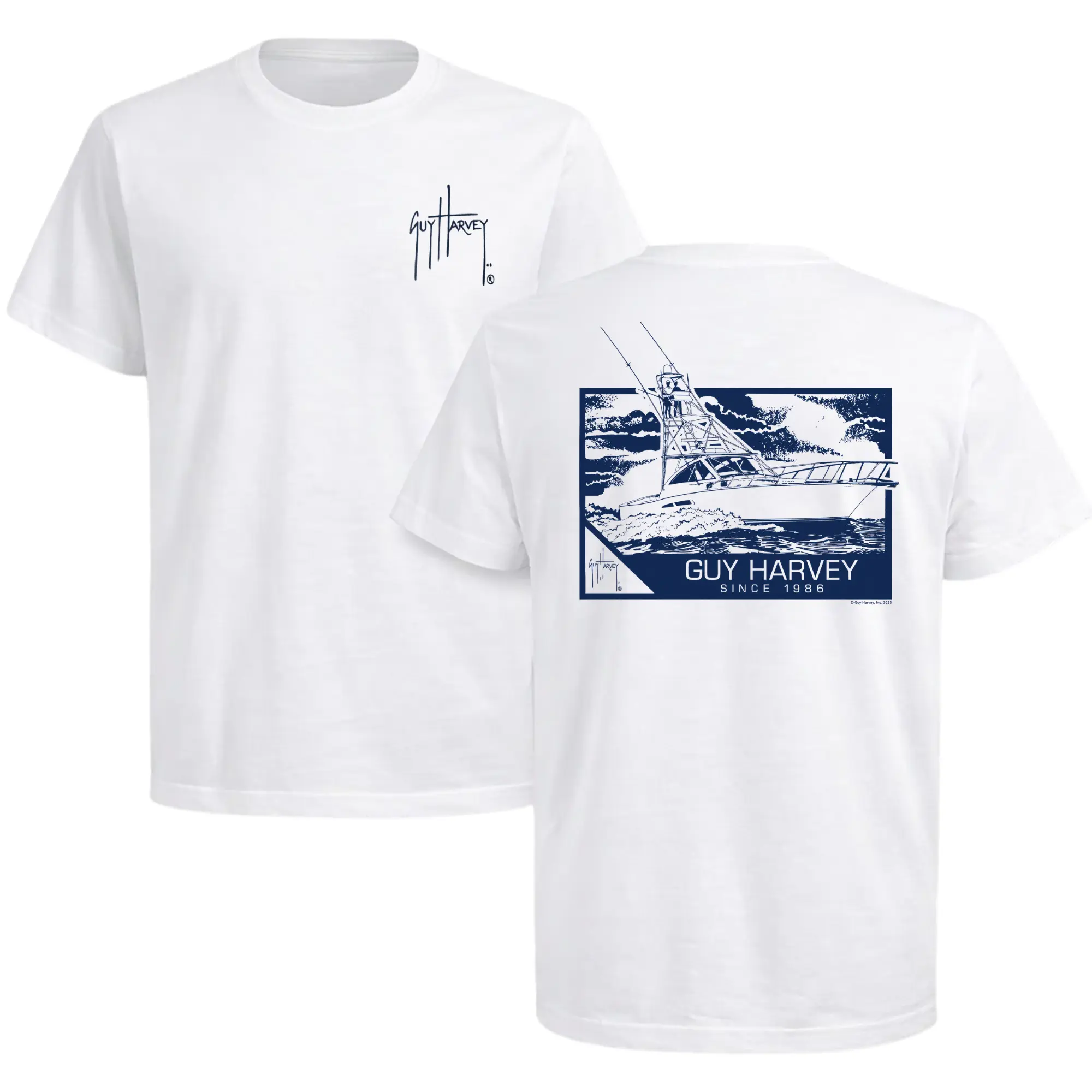 Guy Harvey Since 1986 Offshore Sport Fishing Boat T-Shirt, Guy Harvey Boat Graphic Tee, Coastal Fishing Shirt