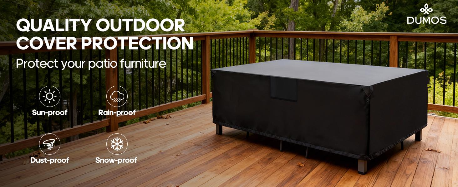 Patio Furniture Cover for Outdoor Dining Set, Waterproof 600D Heavy Duty Table & Chair Cover for Rectangular/Oval Patio Table with 6-8 Chairs, Windproof All-Weather Protection for Backyard, Garden, Deck & Porch
