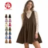 Tanming Womens Cotton Babydoll Mini Dress Sleeveless V Neck Loose Swing Pinafore Sun Dress with Pockets Casual Spring Autumn Layering Summer School Brunch Work Outfits Clothing