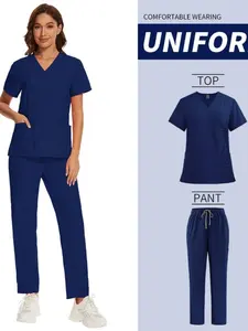 Womens Medical Uniform with Pockets, Breathable Workwear for Beauty Salon Spa Lab Technician Vet Clinic Pet Hospital, Womenswear