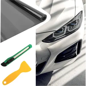 12x47 Inch  Headlight Tint Film,Self-Adhesive Tail Light Tint Film Kit with  & ,Universal Taillight Tints Films Automotive Exterior Accessories for  Fog (Light Gray)