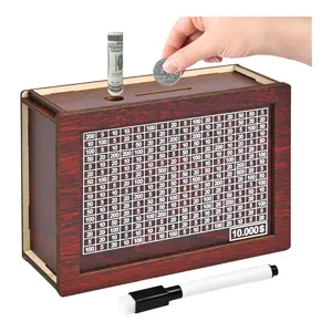 $10,000 Savings Challenge Box – Wooden Money Saving Bank