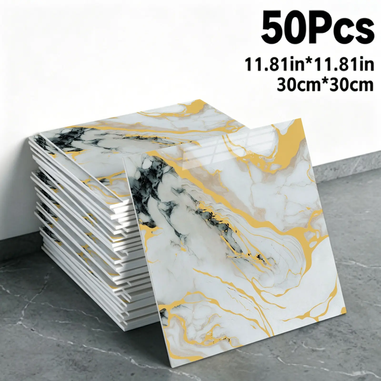 Peel and Stick Marble Tile Stickers, Waterproof Oilproof Removable Wall Decals for Kitchen Backsplash & Bathroom, No Residue, Renter Friendly, Removable Decorative Backsplash, Sticker Tiles
