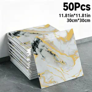 Peel and Stick Marble Tile Stickers, Waterproof Oilproof Removable Wall Decals for Kitchen Backsplash & Bathroom, No Residue, Renter Friendly
