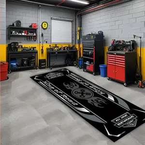 1pc Sporty Simple Durable Motorcycle Mat Long Rug for Garage Living Room Motorcycle Decoration, Indoor Carpet, Easy Storage
