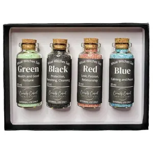 Witches Salt Altar Set | Occult | Set of 4 | Blue, Black, Red, Green | Magical Ritual Tools | Witchcraft Kit