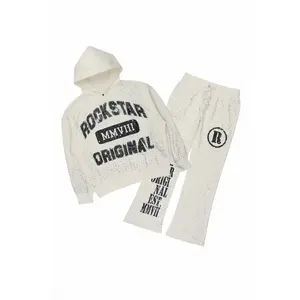 Borya Bone/Black Rhinestone Hoodie Relaxed Track Set