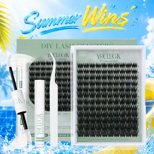 YOULUCK 5D Lash Clusters Individual Extensions Layered Fluffy Waterproof Windproof Long Lasting Ultra Thin Band Makeup for Girls Beginner Friendly Wispy Volume Set Lightweight Comfortable