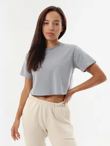 Oversize Crop Top- Stormy Grey