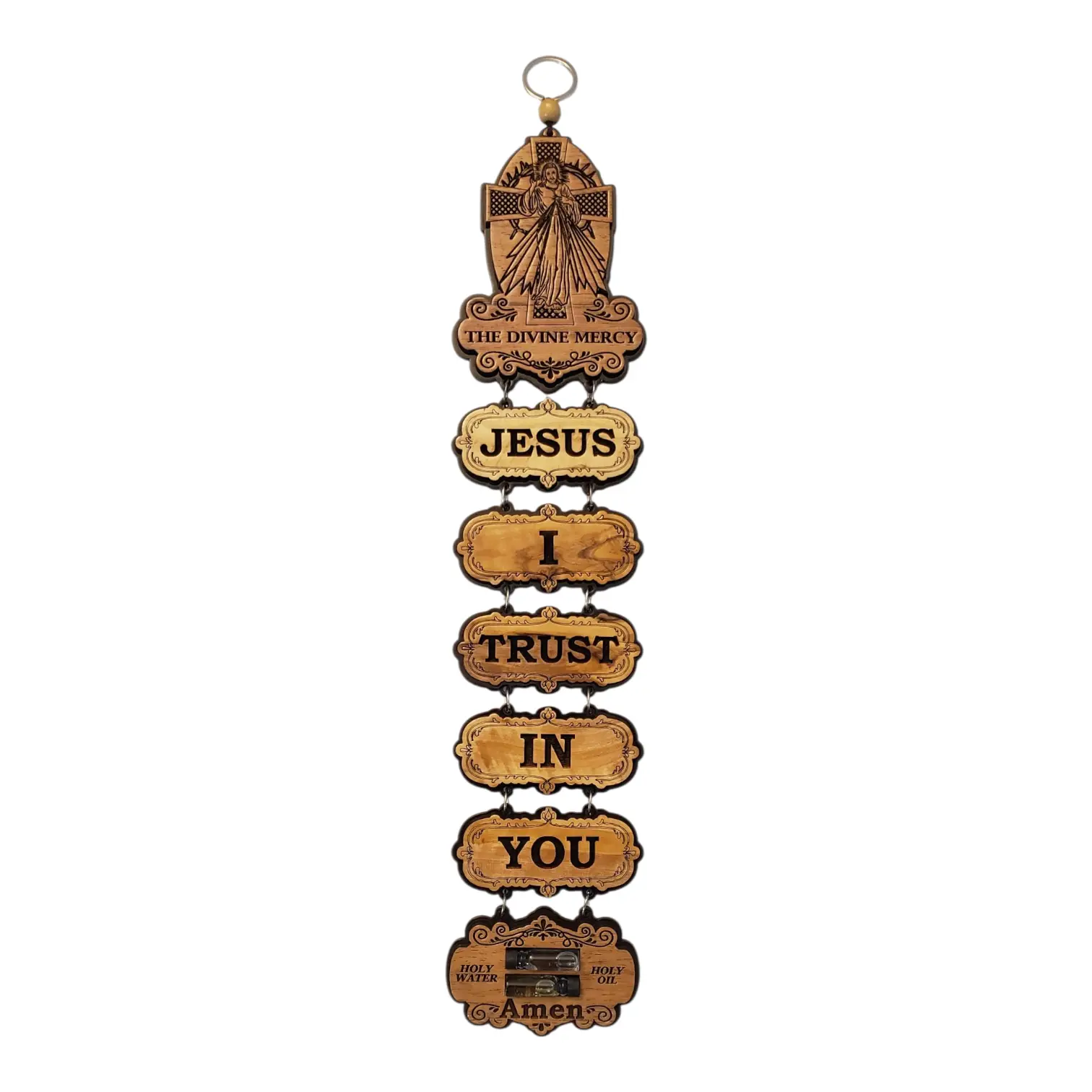 Divine Mercy Olive Wood Wall Hanging from the Holy Land