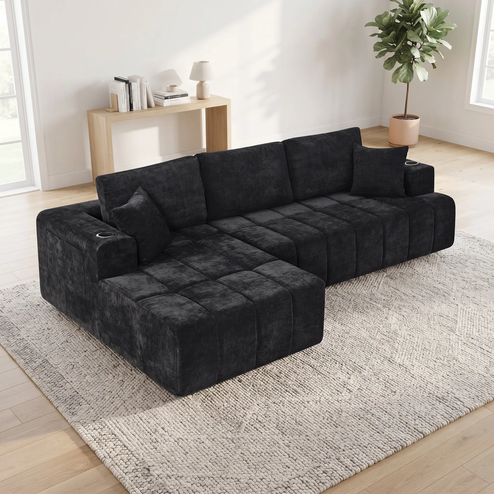 Elseady 108" Modular Cloud Sofa - Premium Chenille L-Shaped Sectional Couch with Reversible Chaise, Memory Foam & Pocket Spring Compression, 1200 lbs Heavy Duty Living Room Furniture, No Assembly Needed
