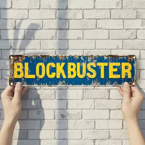 BLOCKBUSTER - Vintage Style Street Sign - Aluminum Wall Art & Room Decor for Garage Bar Bedroom Farmhouse Home - 16" x 4" Rust Free Metal Poster