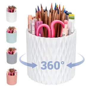 Pen Holder - 360° Rotating, 5 Slot Pen Holder For Desk. Pencil Holder For Office,School,Dorm Room&Vanity, Desk Accessories