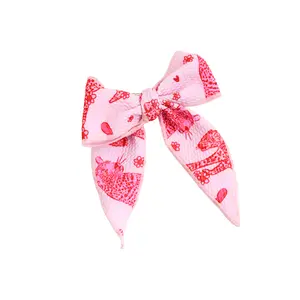 Cambrie CLIP BOW Soft Textured Bullet Fabric Valentine's Day Alligator Clip for Side Parts Ponytails Sweet Hairstyles