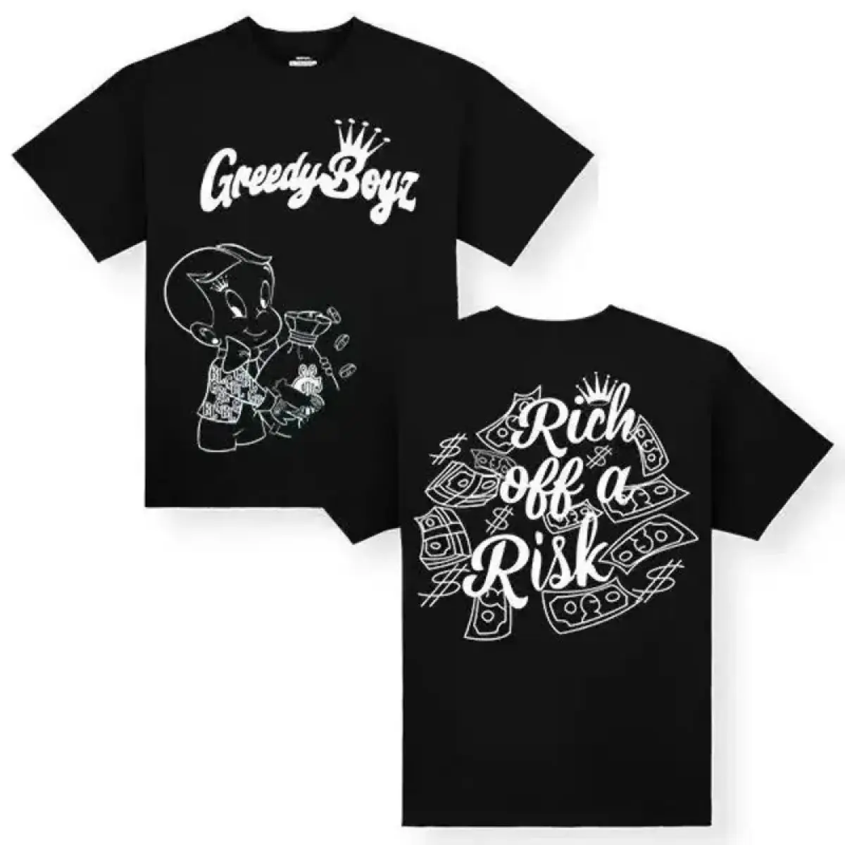 Men's Graphic T-Shirt with Rich off a Risk Western Print, Casual Cotton Streetwear Short-Sleeve Round Neck for Summer, Shortsleeve, Menswear, Street Tee, Tshirt, Top, Chinese New Year, Valentines Day, Foldable, Childrens Day, Western Theme, Pure Cotton, M