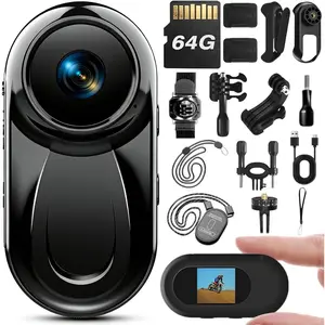 Upgraded 1080P Mini Wearable  Worn Camera with Audio & Video Recording, Action Camera,Thumb Size POV Cam,  Clip Camcorder for Cycling,Work,Guard,Trave,64GB,Black