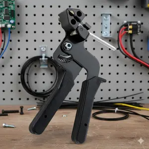 Industrial grade Stainless Steel band Tensioning Tool Kit, Self-locking Cable Tie gun with Cutter, Heavy-Duty strapping Tool Set for Metal banding, Pipe Fixing, and Electrical Cable Bundling. Quick-Lock Design, Professional Repair & Installation Tools.