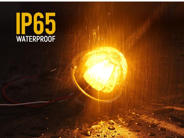 Partsam 2Pcs Amber LED Glass Lens Watermelon Strobe Lights, Turn Signal Marker Light Suitable for 10-30V Vehicles, Semi Trucks, Trucks, Pickup, Off-road, Aluminum Alloy Base，IP65 Waterproof
