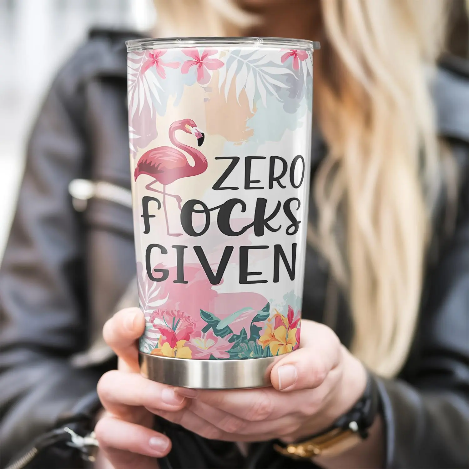 Flamingo Pattern Tumbler with Lid, 20oz Stainless Steel Water Bottle, Insulated and Durable, Gift for Any Occasion