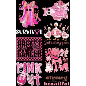 BREAST CANCER AWARENESS (1) PREMADE GANGSHEET  - 22X36  DTF TRANSFERS - DIRECT TO FILM