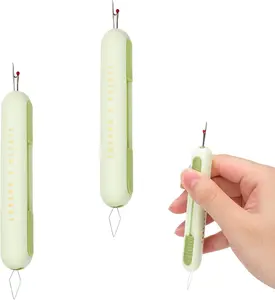 2pcs 2 in 1 Needle Threader Seam Ripper, Integrated Seam Remover & Needle Threading Tool Multifunctional Seam Rippers for Sewing Crafting Knitting Cross Stitch Quilting Supplies(Green)
