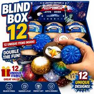 American Independence Day Special Edition Dumpling Squishies, Glitter Dumpling Mystery Box, Colorful Dumplings Stress Balls Fidget Sensory Toy, Stocking Stuffers with Food Steamer Stretchy Desk Toys (Blind Box 12)